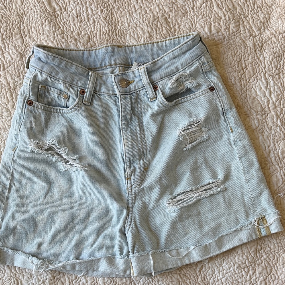 H&M Faded Blue Ripped Jean Shorts